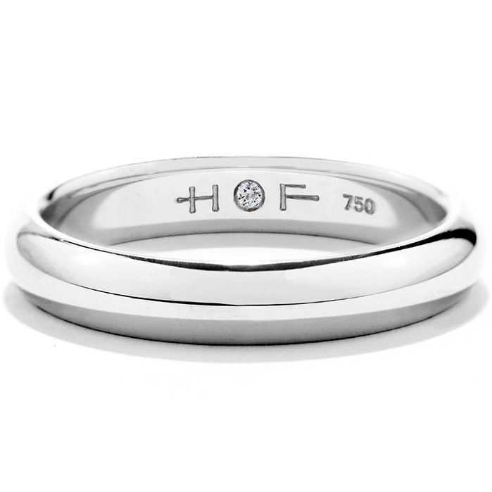 Ring – Men’s Half-Round Comfort Fit Hearts On Fire Band in 18K White Gold