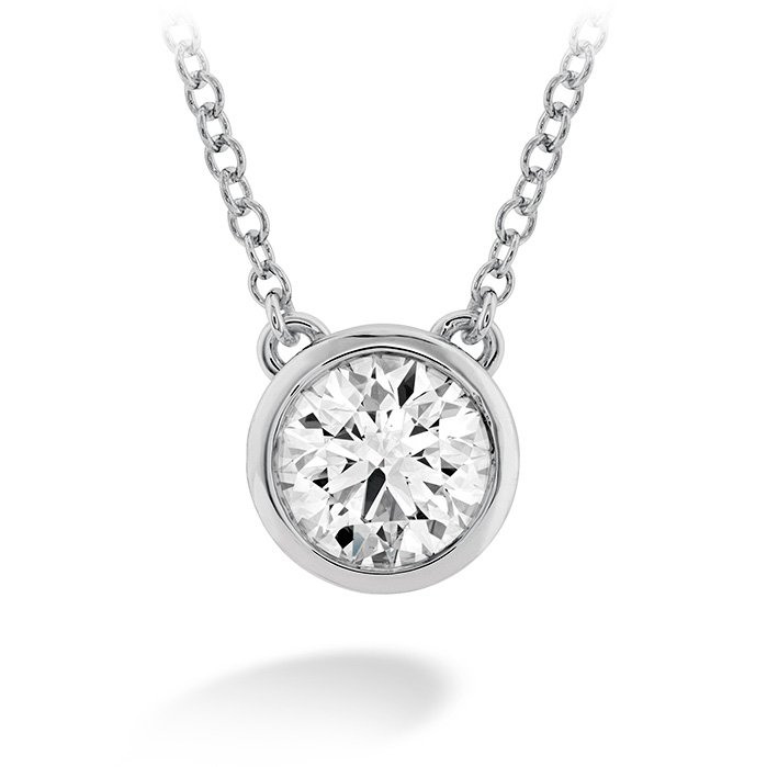 Necklace – Classic Bezel Solitaire Pendant 0.50 ctw. Hearts On Fire Diamonds in 18K White Gold