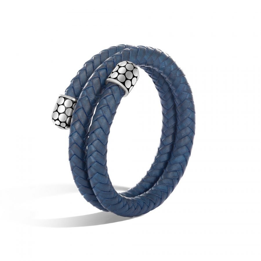 John Hardy Dot Double Coil Bracelet in Silver and Leather