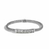 John Hardy Classic Chain Bracelet - Station in Silver 5MM with White Diamonds - Medium