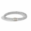 John Hardy Classic Chain Bracelet - Silver 7.5MM with Champagne Diamonds - Medium