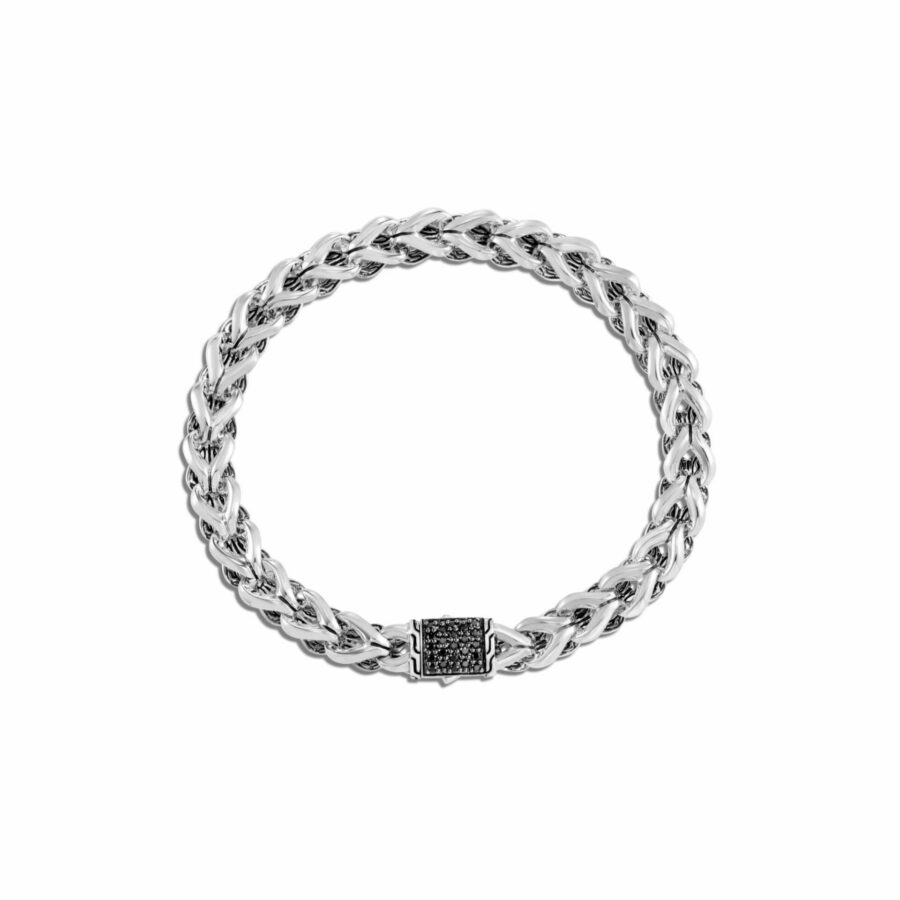 John Hardy Asli Classic Chain Link Bracelet – Silver 7MM with Black Sapphire – Medium