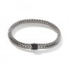 John Hardy Classic Chain Bracelet - Silver 6.5MM with Black Sapphire - Small