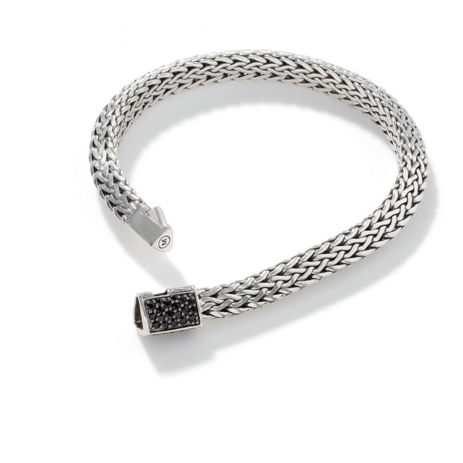 John Hardy Tiga Classic Chain 6.5MM Bracelet in Silver with Black Sapphire – Medium