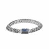 John Hardy Tiga Classic Chain Bracelet - Silver 8MM with Black Sapphire, Black Spinel & Blue Sapphire - Medium