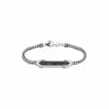 John Hardy Surf Bracelet - Silver 3.5MM with Black Spinel ID - Medium