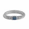 John Hardy Classic Chain Bracelet - Silver 10.5MM with Blue Sapphire - Medium