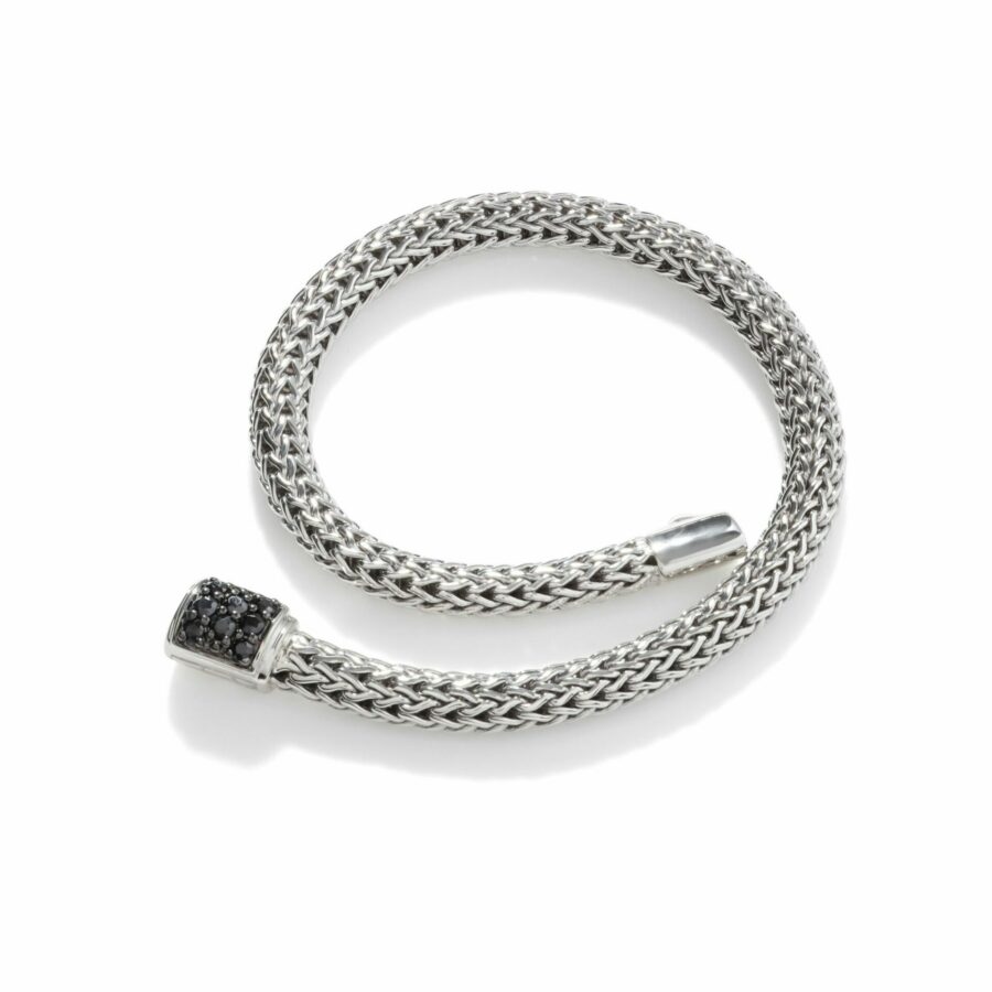 John Hardy Classic Chain Bracelet – Silver 5MM with Black Sapphire – Large