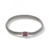 John Hardy Classic Chain Bracelet - Silver 5MM with Red Sapphire - Medium