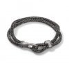 John Hardy Classic Chain Bracelet - Hook Clasp in Dark Silver 9MM with White Diamonds - Medium