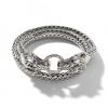 John Hardy Naga Bracelet - Double Wrap in Silver 7.5MM with Blue Sapphire - Large