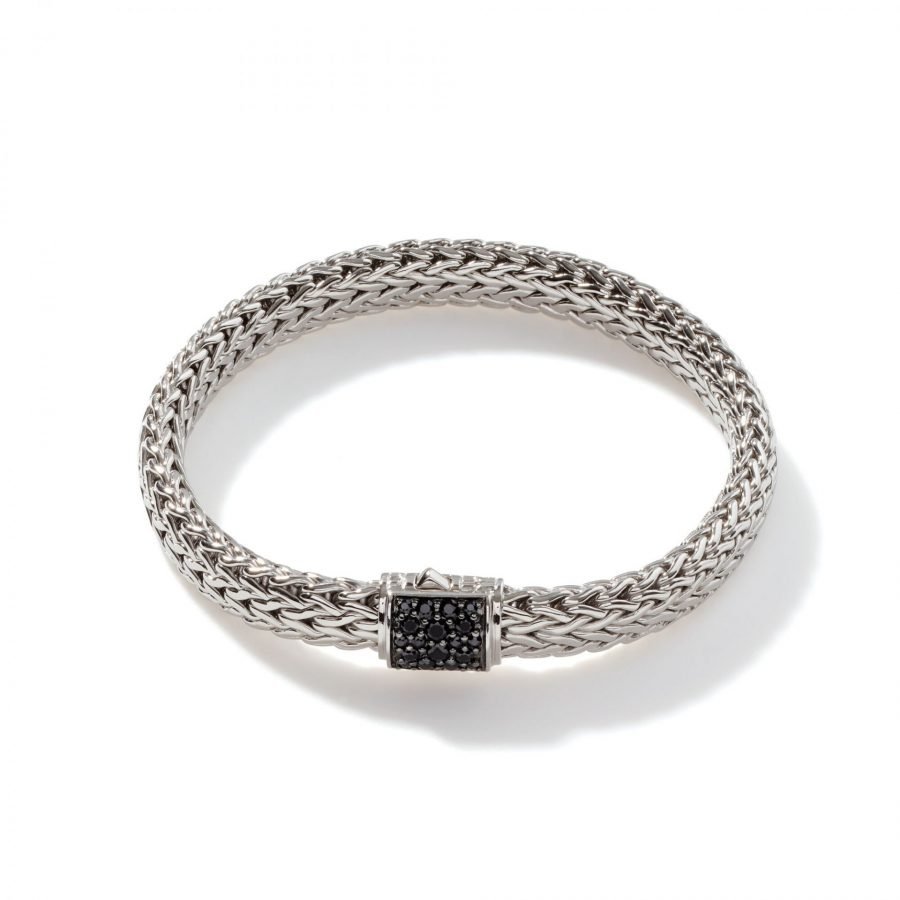 John Hardy Classic Chain 7.5MM Bracelet in Silver with Black Sapphire – Medium