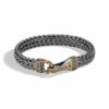 John Hardy Classic Chain Bracelet - Hook Clasp in Dark Silver and 18K Gold 11MM - Medium