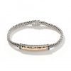 John Hardy Palu Bracelet - Silver and Hammered 18K Gold ID 5MM with Black Sapphire and Black Spinel - Medium