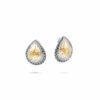 John Hardy Palu Earring - Silver Classic Chain with Hammered 18K Gold and White Diamonds Buddha Belly