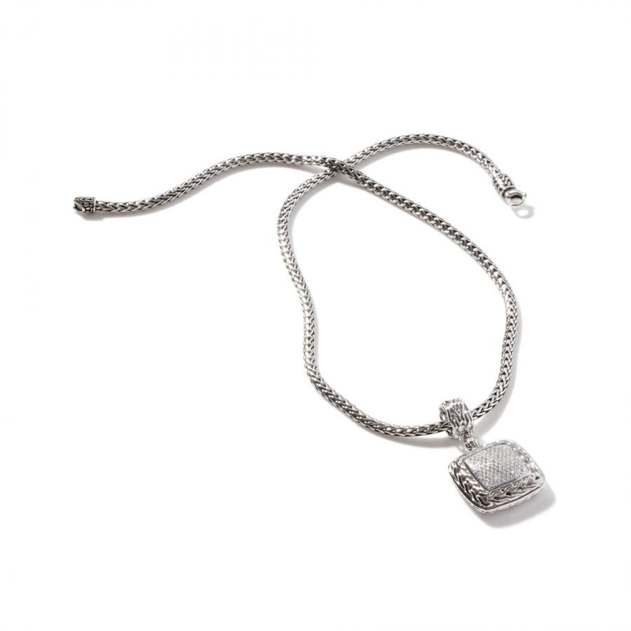 John Hardy Classic Chain Enhancer in Silver with White Diamonds