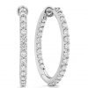 Earrings - Classic Dia Hoop Inside Out 0.80 ctw Hearts On Fire Diamonds in 18K White Gold - Medium