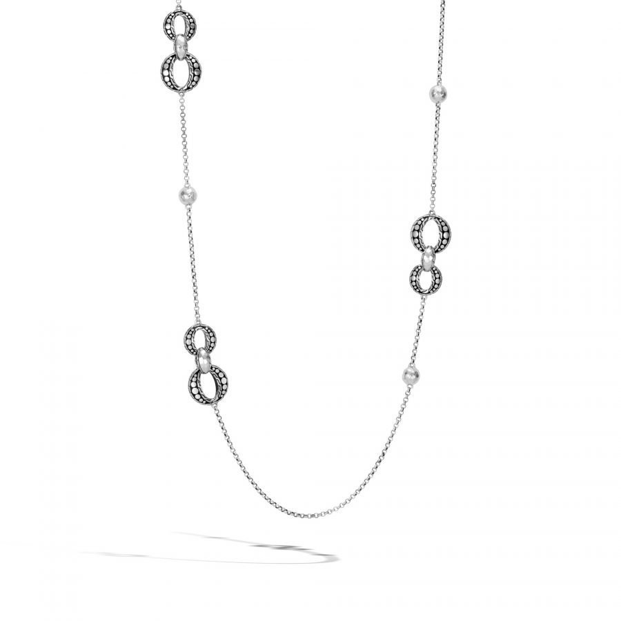 John Hardy Dot Long Necklace in Hammered Silver