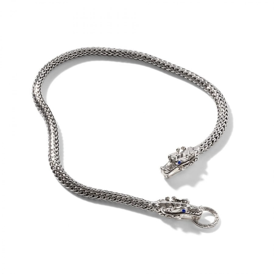 John Hardy Legends Naga 7.5MM Necklace in Silver with Blue Sapphire