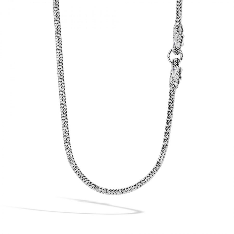 John Hardy Legends Naga 5MM Long Necklace in Silver with Blue Sapphire