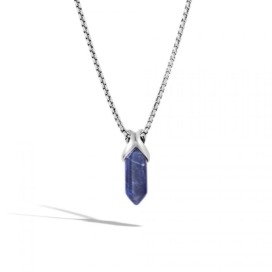 John Hardy Asli Classic Chain Link Pendant Necklace in Silver with Sodalite