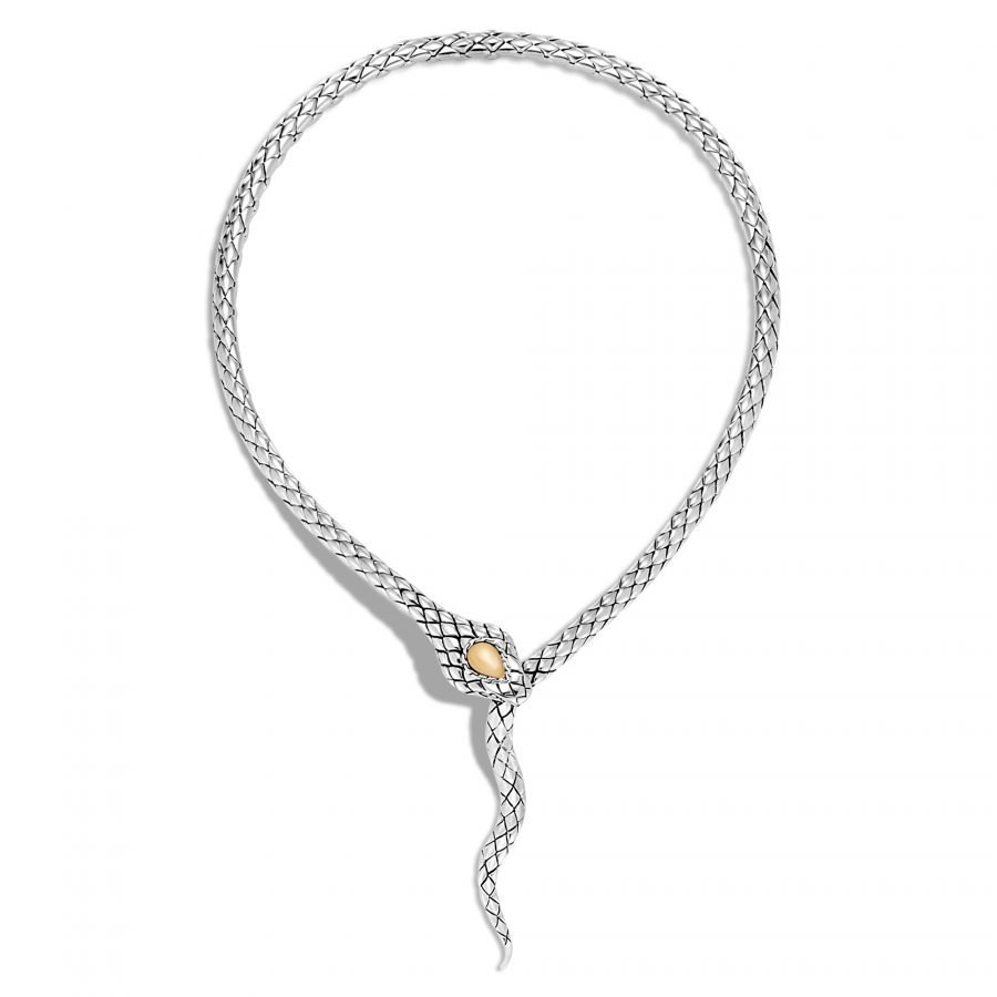 John Hardy Legends Cobra Necklace in Silver and 18K Gold