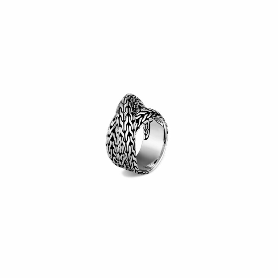 John Hardy Classic Chain Tiga Ring – Overlap in Silver – Size 7
