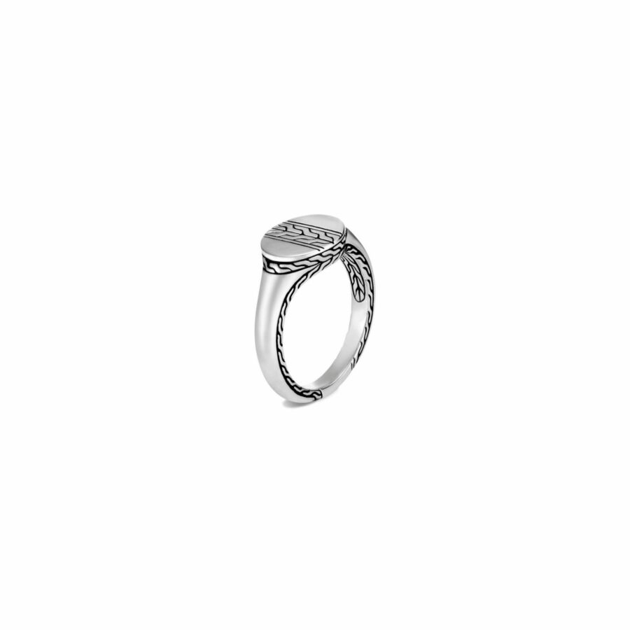 John Hardy Classic Chain Ring – Signet in Silver – Size 6