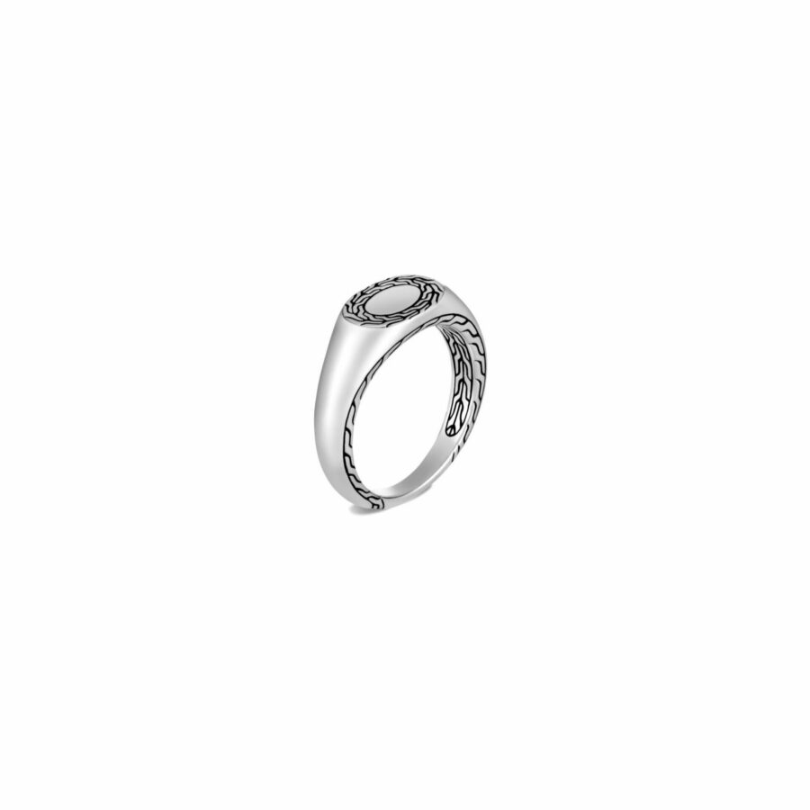 John Hardy Classic Chain Ring – Signet in Silver – Size 6