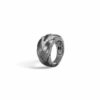 John Hardy Modern Chain Ring - Dark Silver with White Diamonds 12.5MM width - Size 7