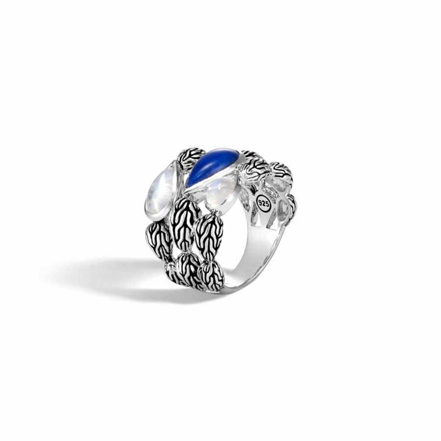 John Hardy Classic Chain Ring – Silver with Lapis Lazuli – Size 7