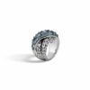 John Hardy Classic Chain Ring - Overlap in Silver with London Blue Topaz - Size 7