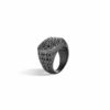 John Hardy Classic Chain Ring - Signet in Dark Silver with Black Sapphire - Size 10