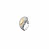 John Hardy Palu Ring - Silver and Hammered 18K Gold with White Diamonds - Size 7