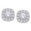 Earrings - Halo Square 1.00 ctw diamonds in 14K White Gold