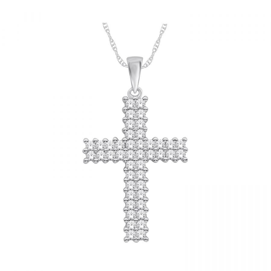 Pendant – Cross 1.00 ctw diamonds in 14K White Gold