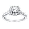 Ring Engagement - Halo Square 1.00 ctw diamonds in 14K White Gold