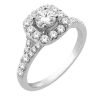 Ring Engagement - Halo Square Split Shank 1.00 ctw diamonds in 14K White Gold