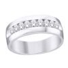 Ring Wedding Band - Mens Bridal Classic 9 Stone 0.50 ctw diamonds in 14k white gold