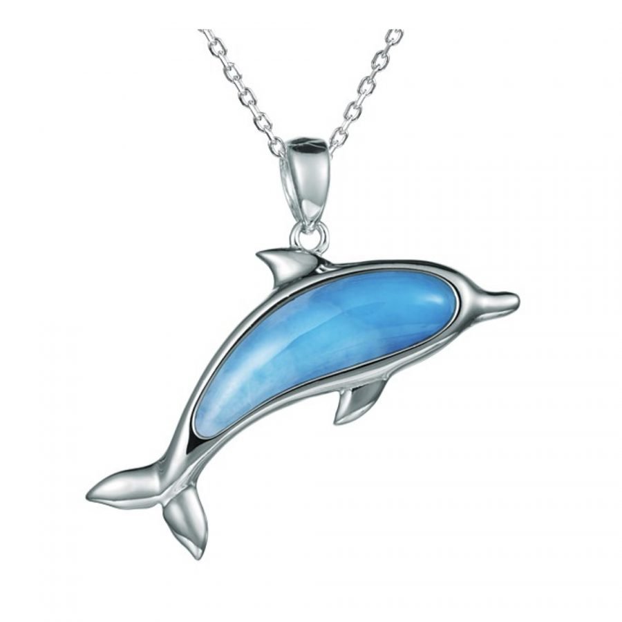 Silver Pendant – Dolphin Larimar
