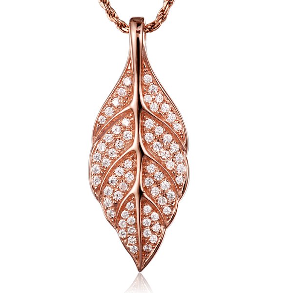 Silver Pendant with Rose Tone Finish – Leaf