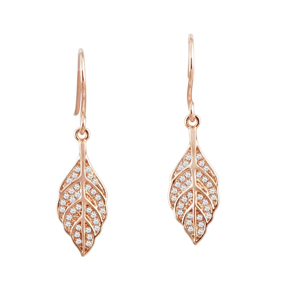 Silver Earrings with Rose Tone Finish – Leaf
