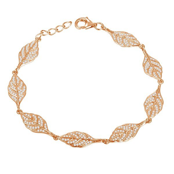 Silver Bracelet with Rose Tone Finish – Leaf
