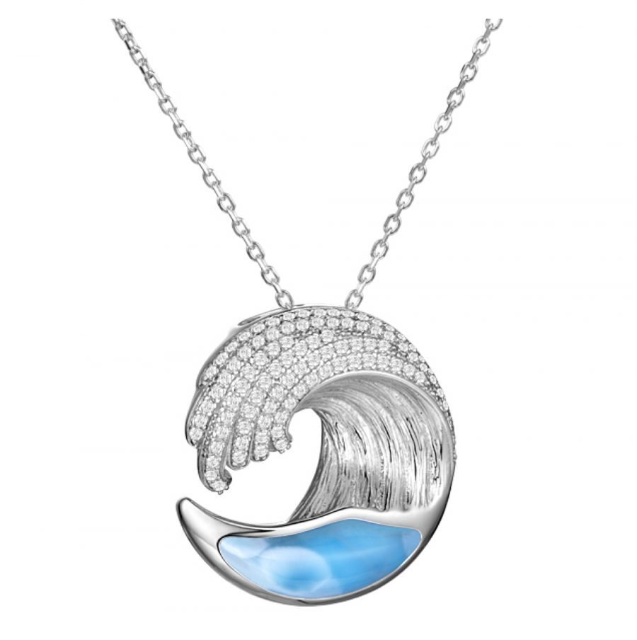Silver Pendant – Wave Larimar
