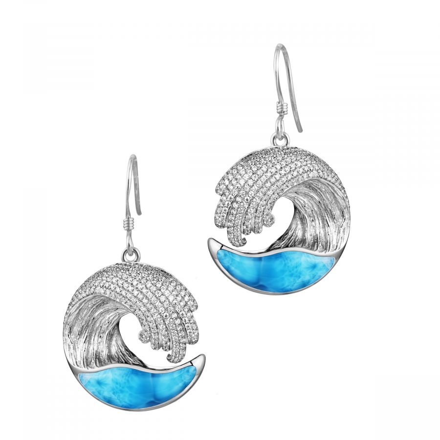 Silver Earrings – Wave Larimar