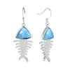 Silver Earrings - Fish Bone Larimar