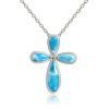 Silver Pendant - Cross Larimar