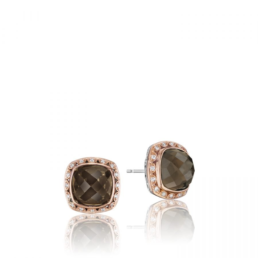 Earrings Studs – Tacori Truffle Smokey Quartz and Diamond