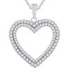 Pendant - Heart Double Row 1.00 ctw diamonds in 14K White Gold