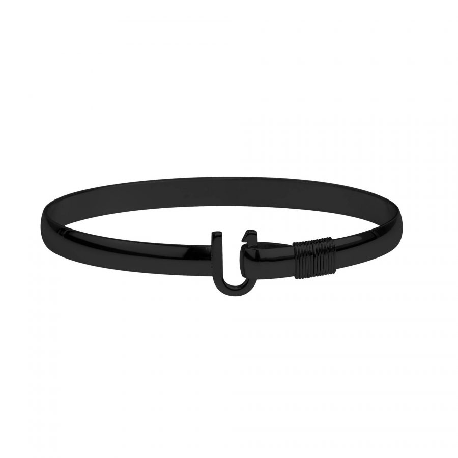 Hook Jewelry • Titanium Hook Bracelet • 6mm width • Black Color with Black Color Wrap • 7.0″ wrist size